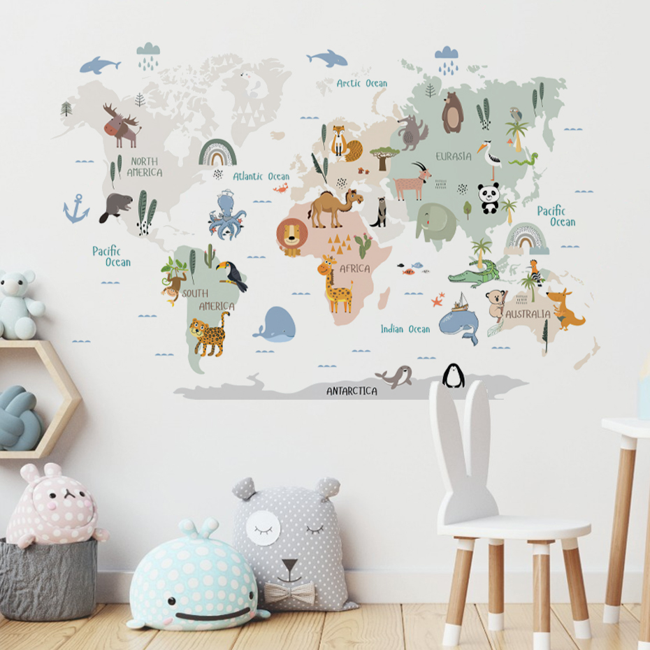 Baby Nursery Decor Girl - Акварельные мультяшные наклейки на стену с
