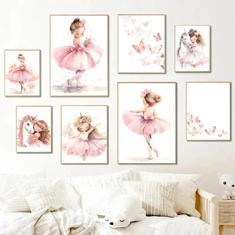 Розовый постер с балериной, ед – обзор и цена Baby Nursery Decor Girl