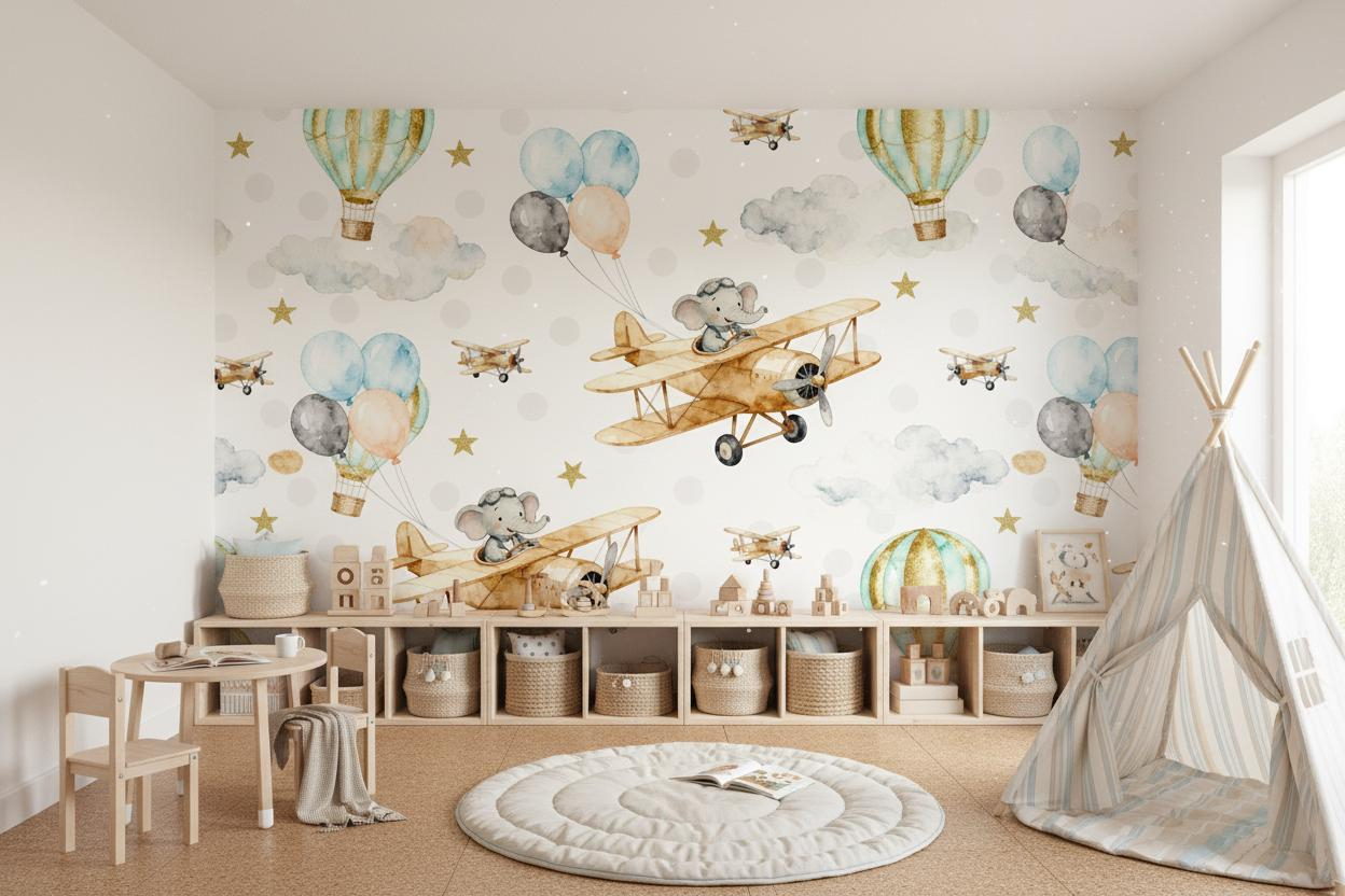 Настенная роспись с мультяшным – обзор и цена Baby Nursery Peel And Stick Wallpaper