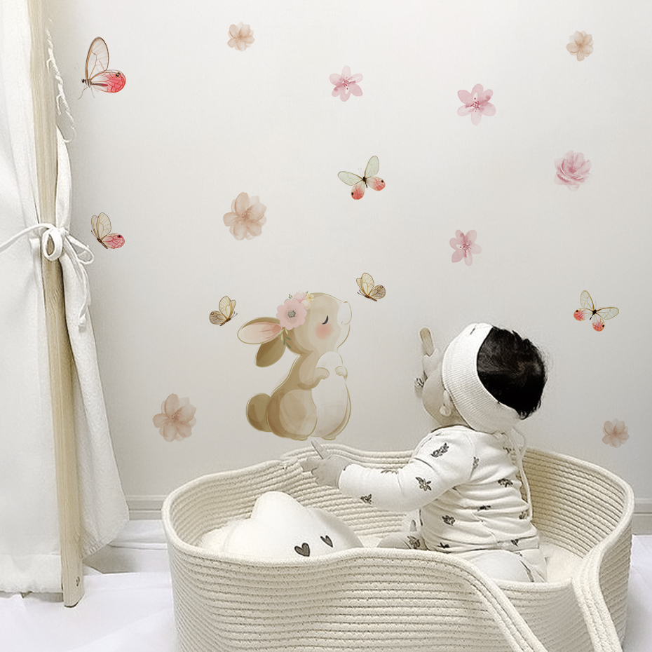 Мультфильм кролик цветы бабочк – обзор и цена Baby Nursery Decor Girl