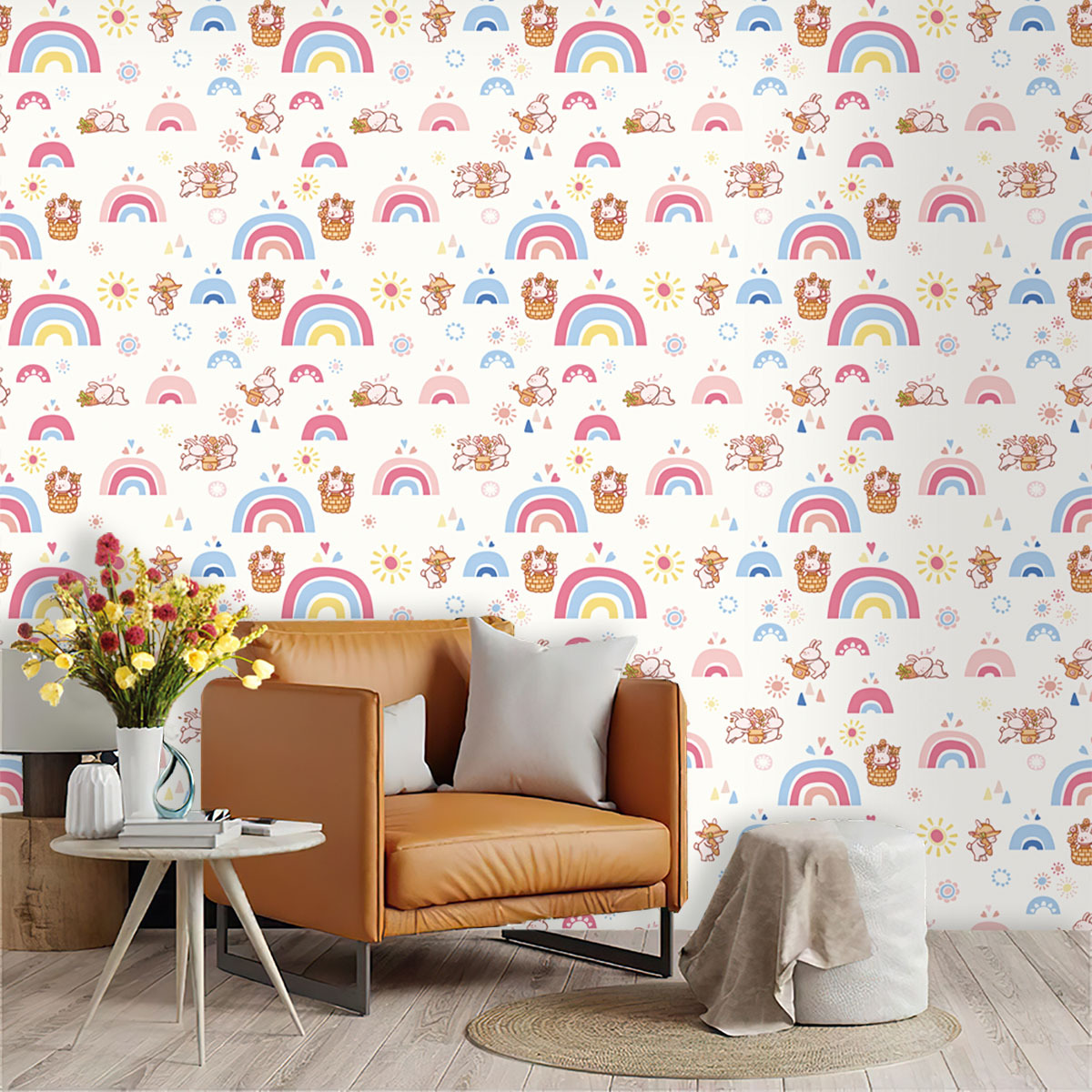 Детские обои с радугой в стиле – обзор и цена Baby Nursery Peel And Stick Wallpaper